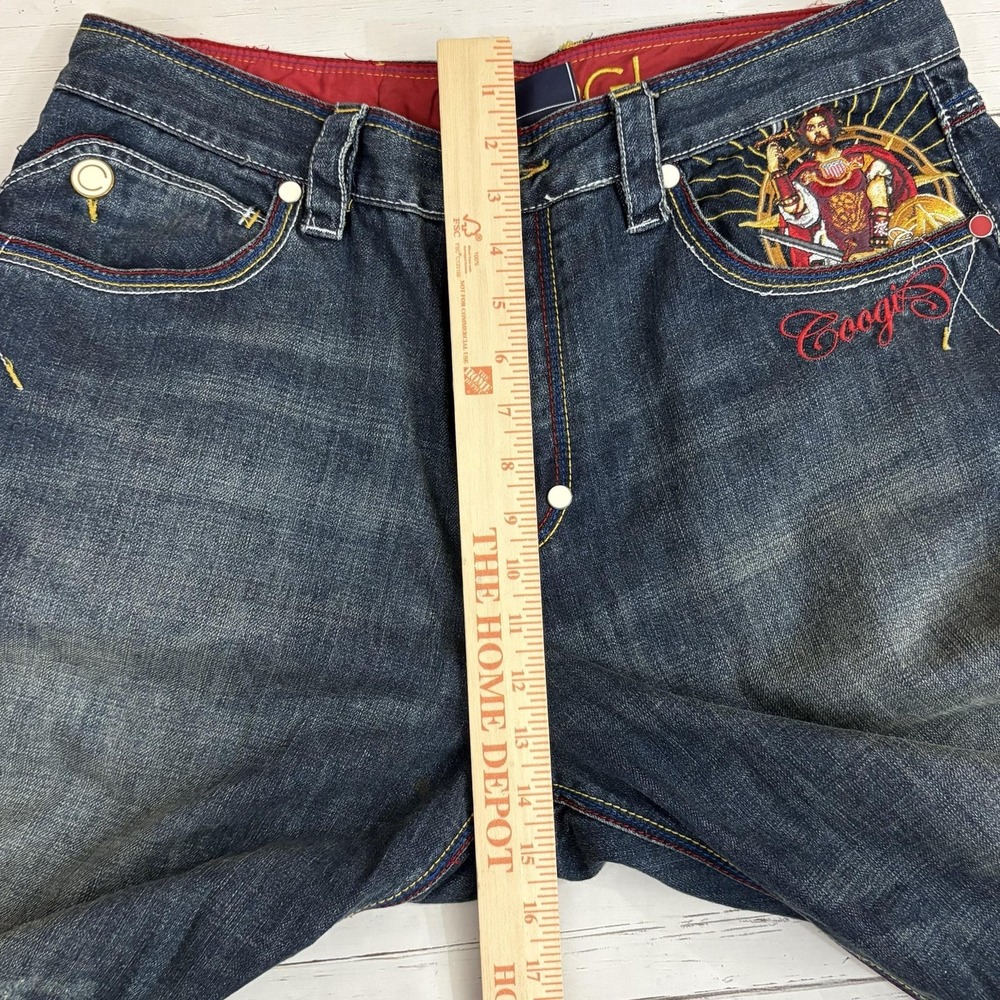 Coogi Jeans Mens 36x34 Blue Denim Relaxed Wide Leg Embroidered Graphic Hip Hop - Picture 15 of 16